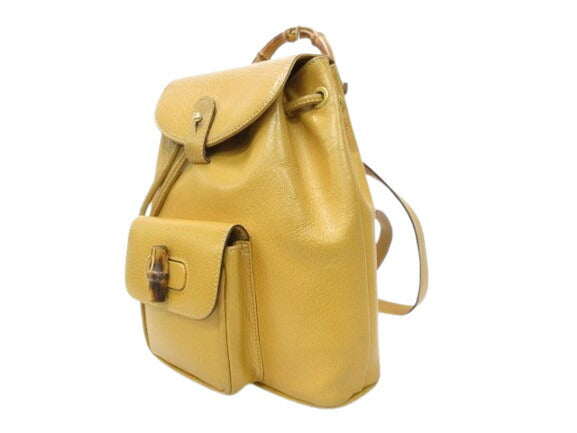 GUCCI グッチ リュックサック バンブー 003-2034-0030 ライトブラウン レザー レディース オールドグッチ ヴィンテージ ゴールド金具