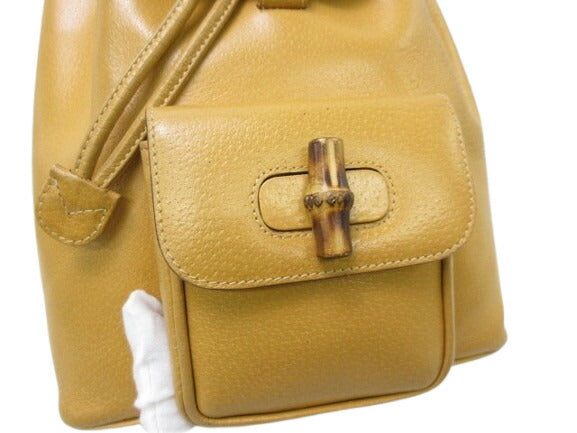 GUCCI グッチ リュックサック バンブー 003-2034-0030 ライトブラウン レザー レディース オールドグッチ ヴィンテージ ゴールド金具