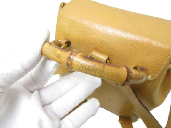 GUCCI グッチ リュックサック バンブー 003-2034-0030 ライトブラウン レザー レディース オールドグッチ ヴィンテージ ゴールド金具