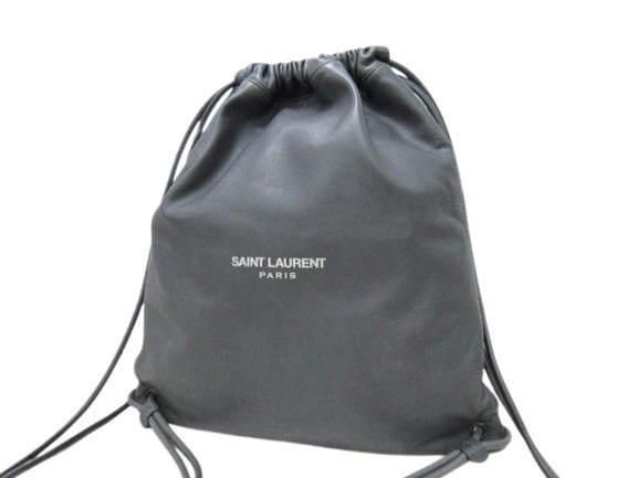 SAINT LAURENT PARIS サンローラン パリ ナップサック テディ 553919 チャコールグレー レザー ユニセックス YSL リュックサック 巾着