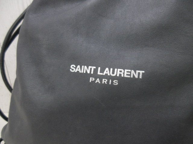 SAINT LAURENT PARIS サンローラン パリ ナップサック テディ 553919 チャコールグレー レザー ユニセックス YSL リュックサック 巾着