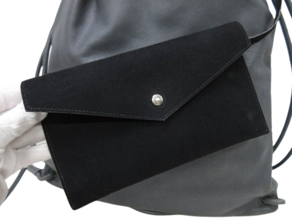 SAINT LAURENT PARIS サンローラン パリ ナップサック テディ 553919 チャコールグレー レザー ユニセックス YSL リュックサック 巾着