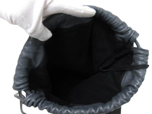 SAINT LAURENT PARIS サンローラン パリ ナップサック テディ 553919 チャコールグレー レザー ユニセックス YSL リュックサック 巾着