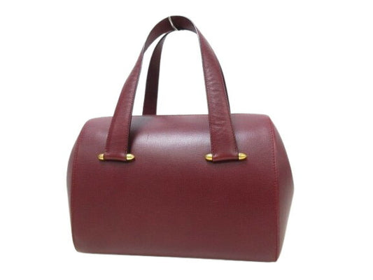 美品 Cartier カルティエ ハンドバッグ マストライン - ボルドー レザー レディース ゴールド金具