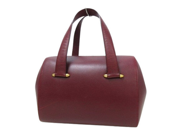 美品 Cartier カルティエ ハンドバッグ マストライン - ボルドー レザー レディース ゴールド金具