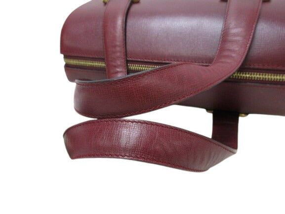 美品 Cartier カルティエ ハンドバッグ マストライン - ボルドー レザー レディース ゴールド金具