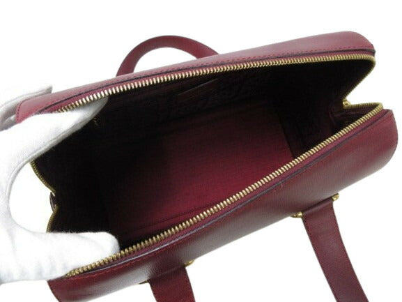 美品 Cartier カルティエ ハンドバッグ マストライン - ボルドー レザー レディース ゴールド金具