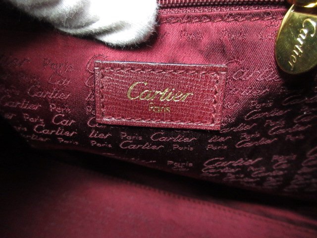 美品 Cartier カルティエ ハンドバッグ マストライン - ボルドー レザー レディース ゴールド金具