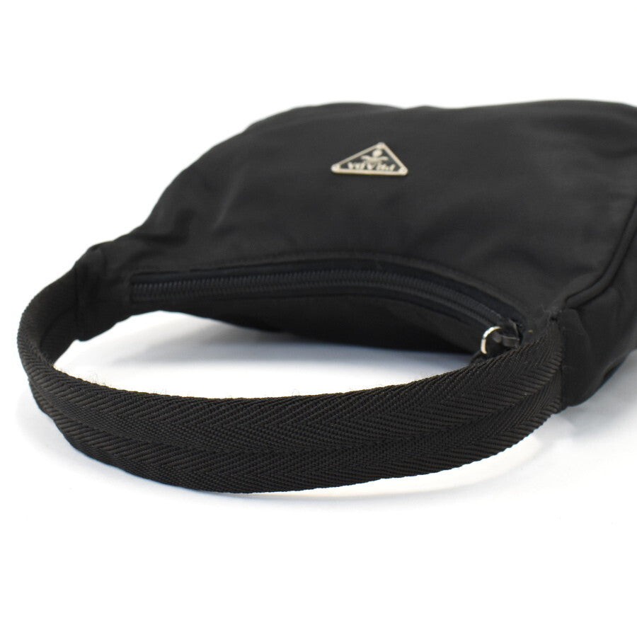 美品 PRADA プラダ ハンドバッグ TESSUTO SPORT ハンドバッグ MV519 ブラック ナイロン レディース 三角ロゴプレート ミニバッグ