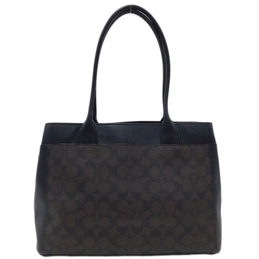 美品 COACH コーチ トートバッグ ケイシー トート F31475 ブラウン ブラック ゴールド金具 PVC レザー レディース ショルダーバッグ