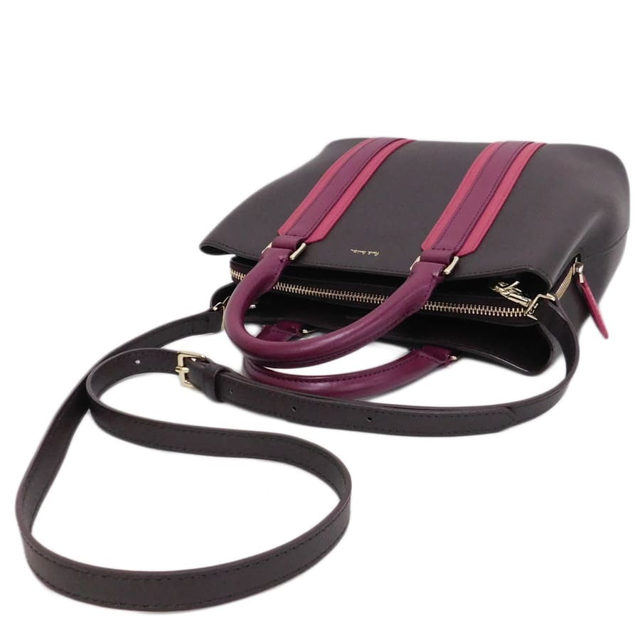 美品 Paul Smith ポールスミス ハンドバッグ 2WAYバッグ PWR120 ブラウン系 パープル系 ピンク系 ゴールド金具 レザー レディース ショルダーバッグ