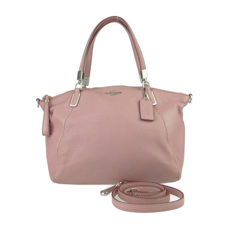 美品 COACH コーチ ハンドバッグ スモール ケルシー サッチェル F34493 ピンク系 シルバー金具 レザー レディース 2WAY ショルダーバッグ