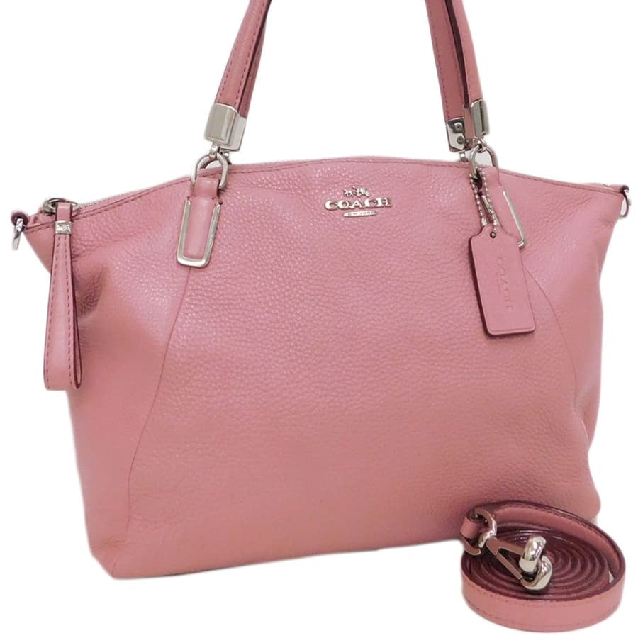 美品 COACH コーチ ハンドバッグ スモール ケルシー サッチェル F34493 ピンク系 シルバー金具 レザー レディース 2WAY ショルダーバッグ