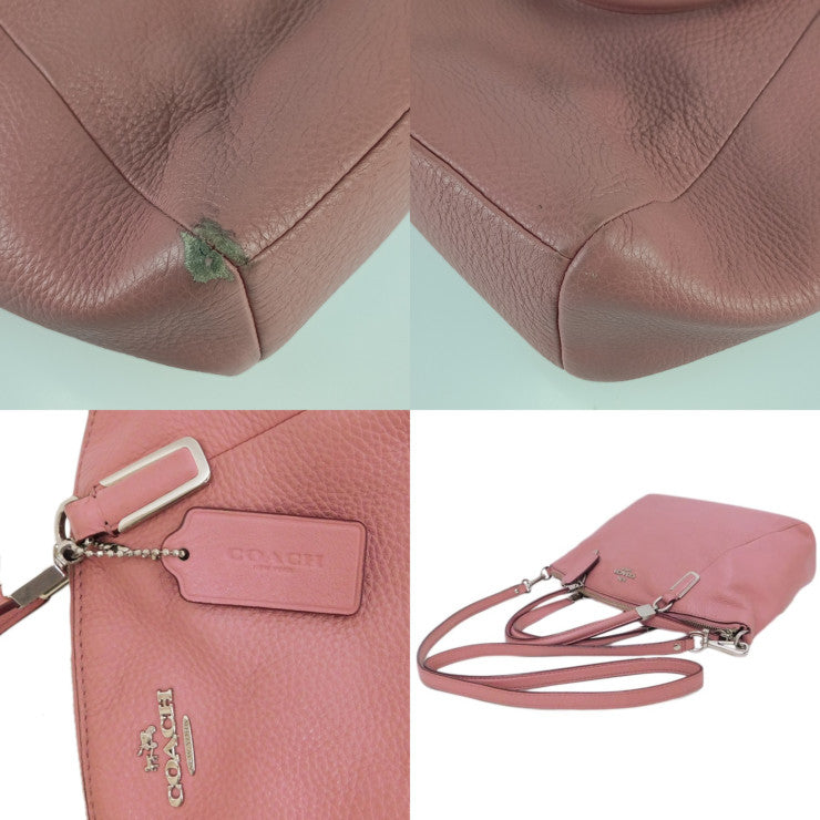 美品 COACH コーチ ハンドバッグ スモール ケルシー サッチェル F34493 ピンク系 シルバー金具 レザー レディース 2WAY ショルダーバッグ