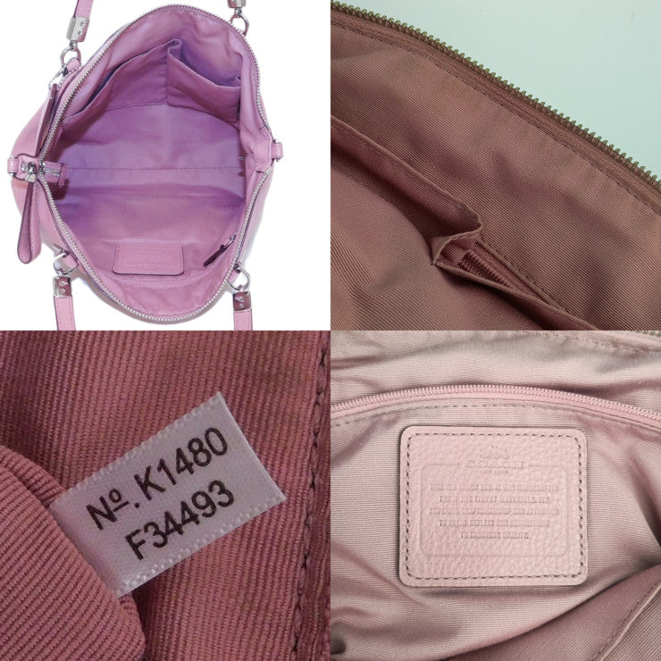美品 COACH コーチ ハンドバッグ スモール ケルシー サッチェル F34493 ピンク系 シルバー金具 レザー レディース 2WAY ショルダーバッグ