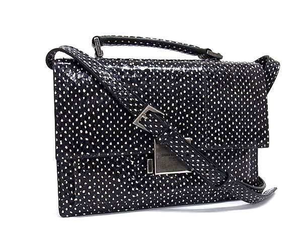 美品 SAINT LAURENT サンローラン ハンドバッグ ベルシャス 482051 ブラック パイソン ユニセックス 2WAY クロスボディ シルバー金具