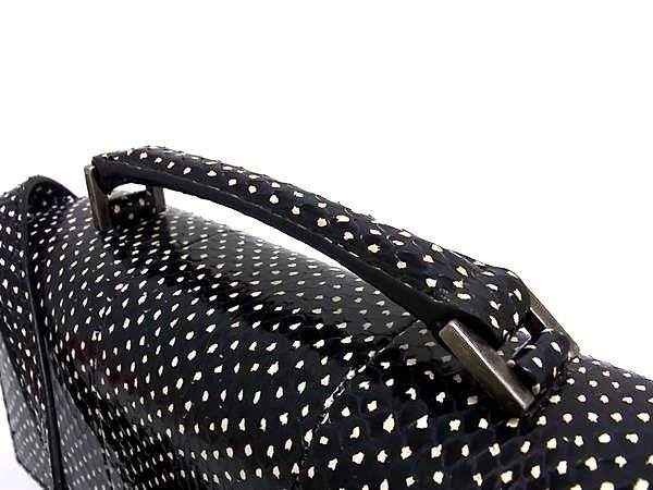 美品 SAINT LAURENT サンローラン ハンドバッグ ベルシャス 482051 ブラック パイソン ユニセックス 2WAY クロスボディ シルバー金具