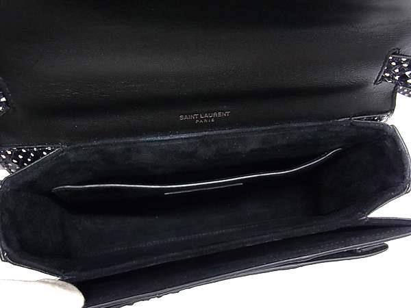 美品 SAINT LAURENT サンローラン ハンドバッグ ベルシャス 482051 ブラック パイソン ユニセックス 2WAY クロスボディ シルバー金具