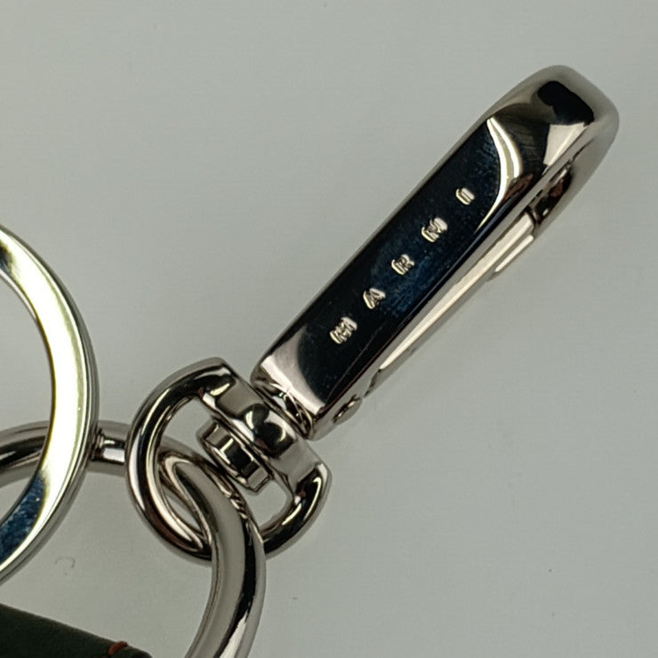 MARNI マルニ キーホルダー ロゴキーリング PCMI0018A0 カーキ レザー ユニセックス シルバー金具 超美品