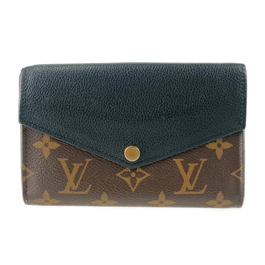 LOUIS VUITTON ルイヴィトン 二つ折り財布 モノグラムマカサー ポルトフォイユ・パラス コンパクト M60990 ブラウン ブラック PVC レザー レディース Wホック