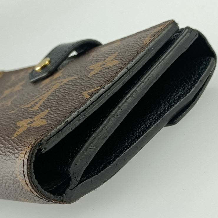 LOUIS VUITTON ルイヴィトン 二つ折り財布 モノグラムマカサー ポルトフォイユ・パラス コンパクト M60990 ブラウン ブラック PVC レザー レディース Wホック