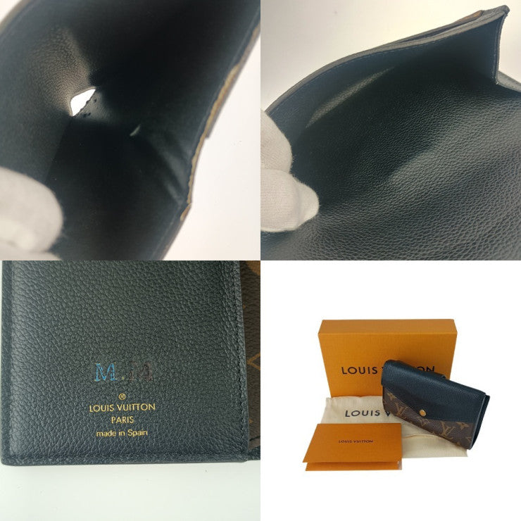 LOUIS VUITTON ルイヴィトン 二つ折り財布 モノグラムマカサー ポルトフォイユ・パラス コンパクト M60990 ブラウン ブラック PVC レザー レディース Wホック