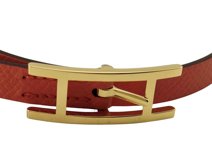 HERMES エルメス ブレスレット ビーアピ - レッド系 レザー レディース ゴールド金具 新品未使用展示品