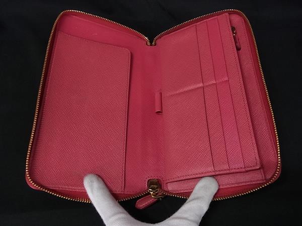 PRADA プラダ 財布 トライアングルロゴ 1M1188 ピンク サフィアーノレザー レディース 三角ロゴマーク ラウンドファスナー 長財布 オーガナイザー ゴールド金具