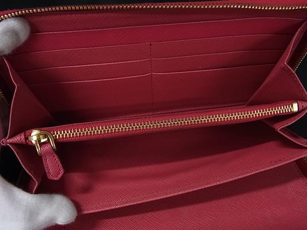 PRADA プラダ 財布 トライアングルロゴ 1M1188 ピンク サフィアーノレザー レディース 三角ロゴマーク ラウンドファスナー 長財布 オーガナイザー ゴールド金具