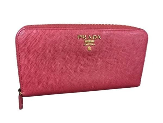PRADA プラダ 財布 1ML506 ピンク サフィアーノレザー レディース ラウンドファスナー 長財布 ゴールド金具