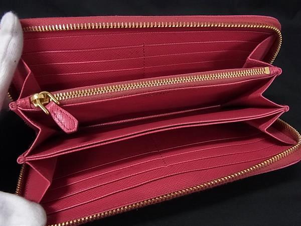 PRADA プラダ 財布 1ML506 ピンク サフィアーノレザー レディース ラウンドファスナー 長財布 ゴールド金具