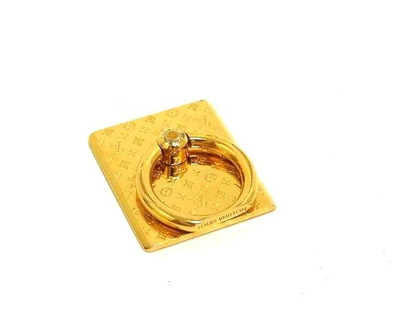 LOUIS VUITTON ルイヴィトン スマートフォンリング サポート テレフォン ナノグラム M64868 ゴールド メタル ユニセックス