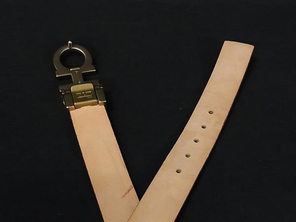 Salvatore Ferragamo フェラガモ ベルト ダブルガンチーニ 23 4120 イエロー オーストリッチ レディース ゴールド金具