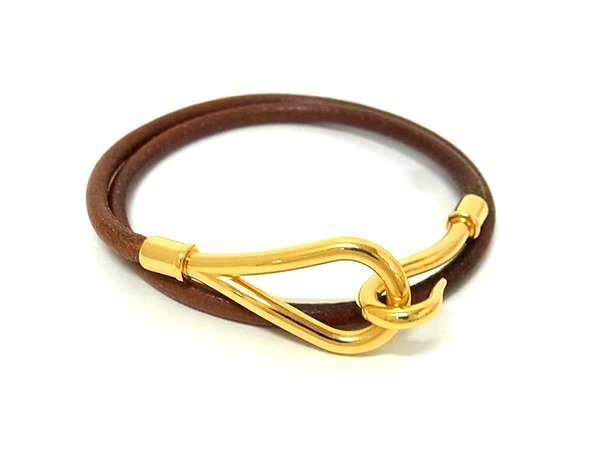 HERMES エルメス チョーカー ジャンボ ブラウン レザー ユニセックス ゴールド金具