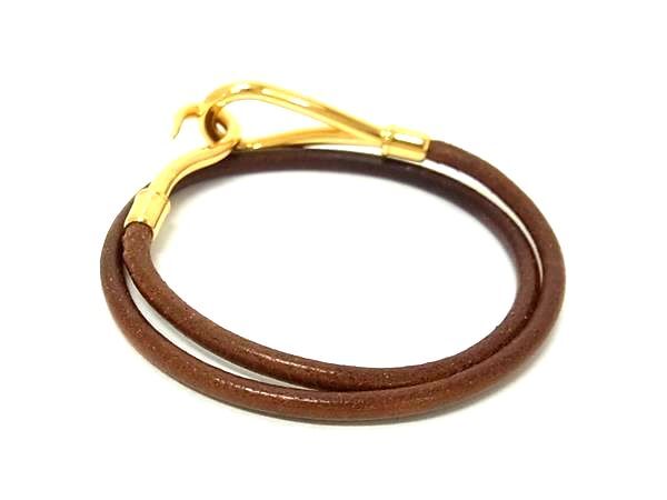 HERMES エルメス チョーカー ジャンボ ブラウン レザー ユニセックス ゴールド金具