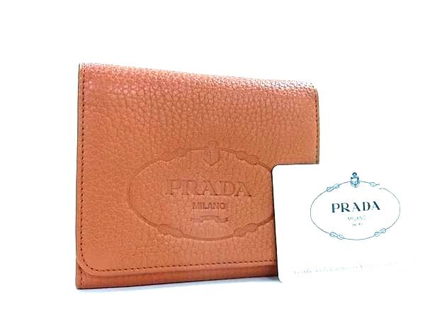 PRADA プラダ 財布 1M0176 ブラウン レザー レディース 三つ折り 財布 美品