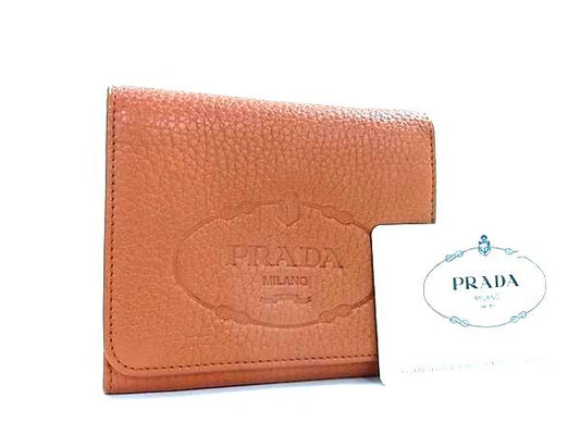 PRADA プラダ 財布 1M0176 ブラウン レザー レディース 三つ折り 財布 美品