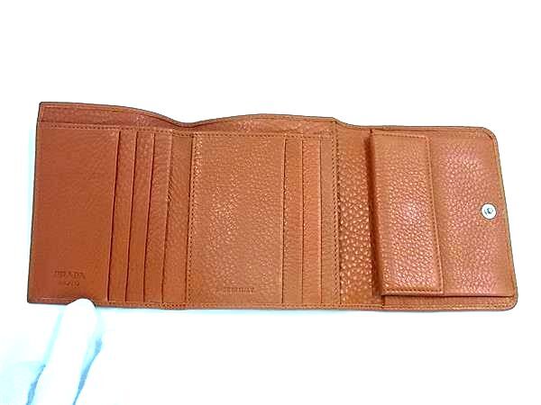 PRADA プラダ 財布 1M0176 ブラウン レザー レディース 三つ折り 財布 美品