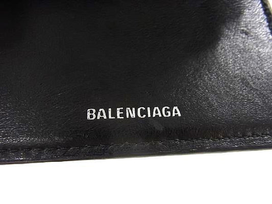 BALENCIAGA バレンシアガ 財布 アワーグラス 600212 ブラック クロコダイル型押しレザー ユニセックス Bロゴ 三つ折り 財布 美品