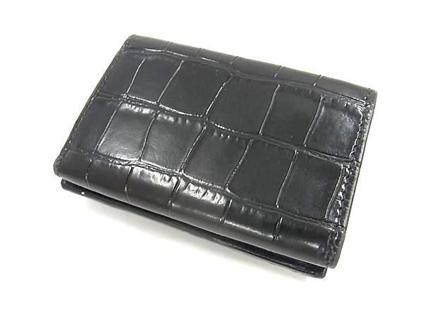 BALENCIAGA バレンシアガ 財布 アワーグラス 600212 ブラック クロコダイル型押しレザー ユニセックス Bロゴ 三つ折り 財布 美品