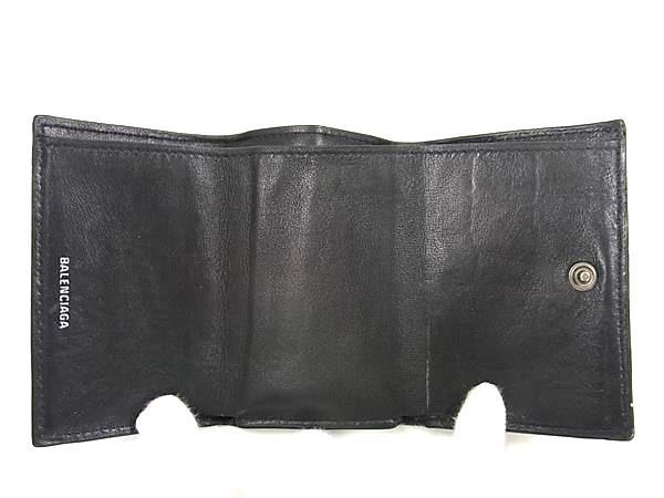 BALENCIAGA バレンシアガ 財布 アワーグラス 600212 ブラック クロコダイル型押しレザー ユニセックス Bロゴ 三つ折り 財布 美品