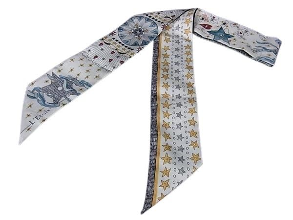 Christian Dior クリスチャン ディオール スカーフ ミッツァ L’Etoile 76MTA106I640 ホワイト マルチカラー シルク レディース タロット リボン スカーフ 美品