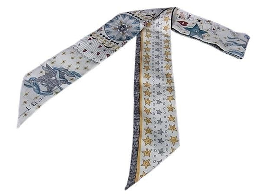 Christian Dior クリスチャン ディオール スカーフ ミッツァ L’Etoile 76MTA106I640 ホワイト マルチカラー シルク レディース タロット リボン スカーフ 美品