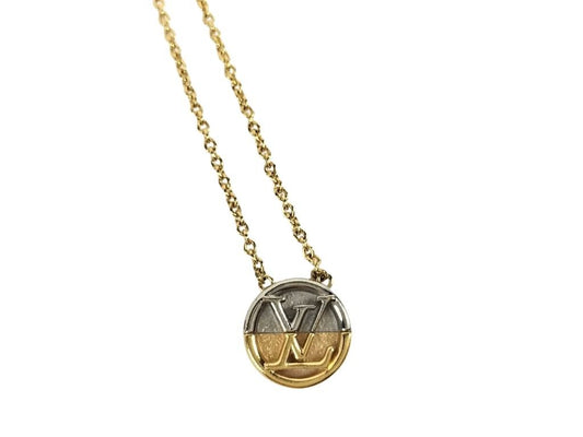 LOUIS VUITTON ルイヴィトン ネックレス コリエ・L TO V M69643 ゴールド シルバー メタル ユニセックス 美品