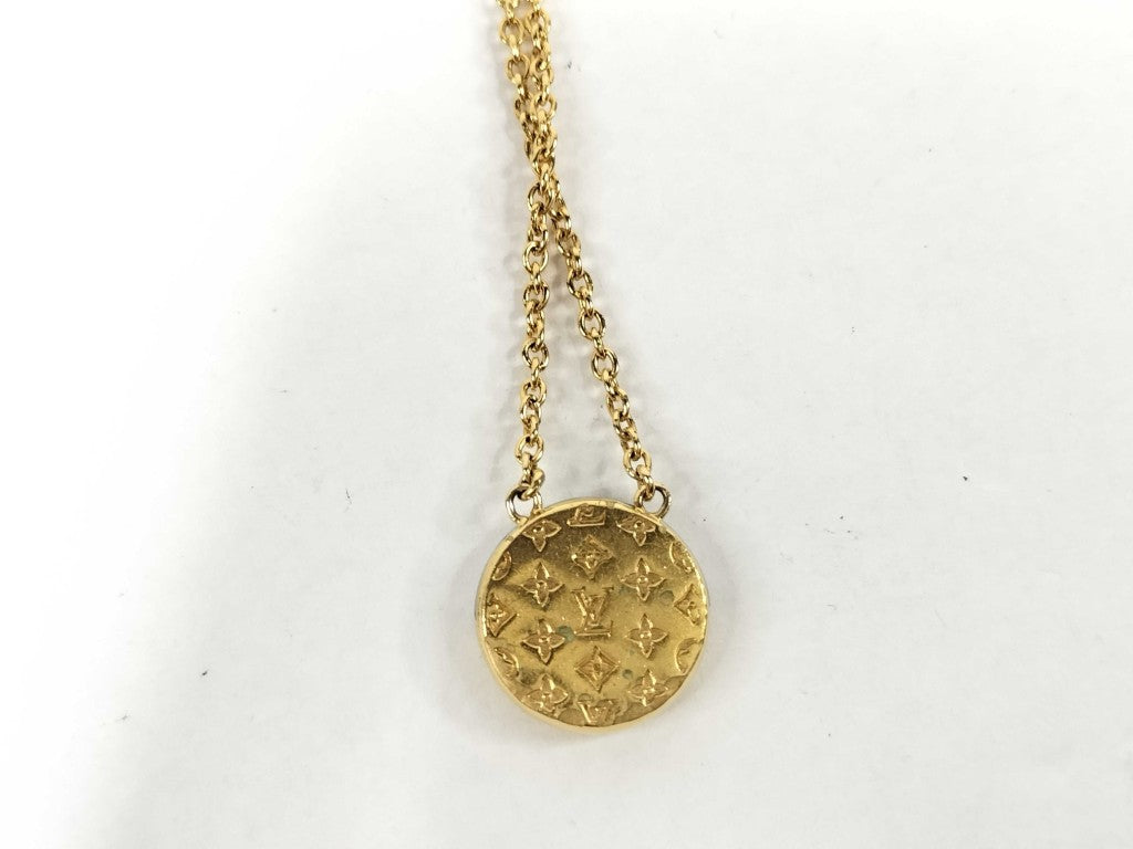 LOUIS VUITTON ルイヴィトン ネックレス コリエ・L TO V M69643 ゴールド シルバー メタル ユニセックス 美品