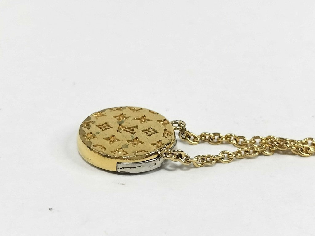 LOUIS VUITTON ルイヴィトン ネックレス コリエ・L TO V M69643 ゴールド シルバー メタル ユニセックス 美品