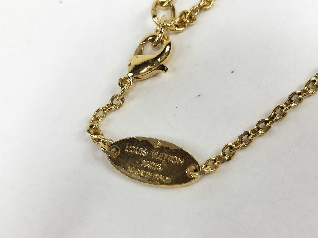 LOUIS VUITTON ルイヴィトン ネックレス コリエ・L TO V M69643 ゴールド シルバー メタル ユニセックス 美品