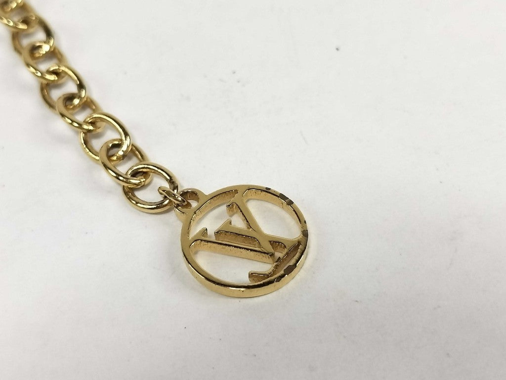 LOUIS VUITTON ルイヴィトン ネックレス コリエ・L TO V M69643 ゴールド シルバー メタル ユニセックス 美品