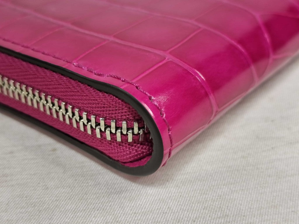 LOUIS VUITTON ルイヴィトン コインケース ジッピーコイン パース N96512 ローズフューシャ クロコダイル ブリリアント レディース シルバー金具 超美品