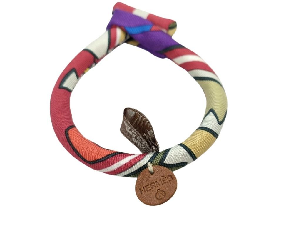 HERMES エルメス ブレスレット プティアッシュ ブリッド ソワ PM マルチカラー シルク レディース 美品